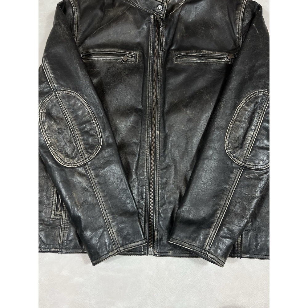 Marc New York by Andrew Marc Distressed Heavy Leather Jacket Men's Size Large - Picture 5 of 11